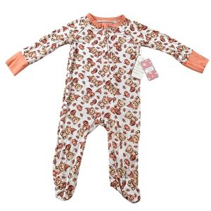 Btween Baby 6M Bamboo Rayon Halloween Bear Pumpkin Footed Sleeper NWT